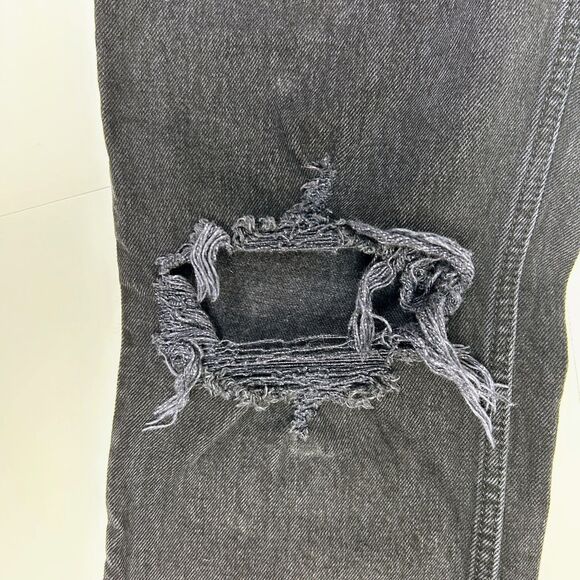Abercrombie Curve Love Ultra High Rise Straight Jeans Black Distressed 4 Short - Picture 5 of 14